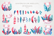 Cute Watercolor Pink Axolotl, an Animal Illustration by LukaJreym (Thumbnail 3 of 9)