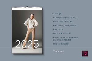 2025 Wall Calendar InDesign Template