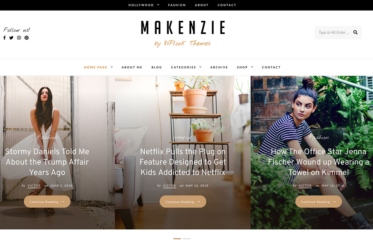 Makenzie - Lifestyle Personal Blog, a WordPress Template by WPlook WordPress Themes (Photo 1 of 3)