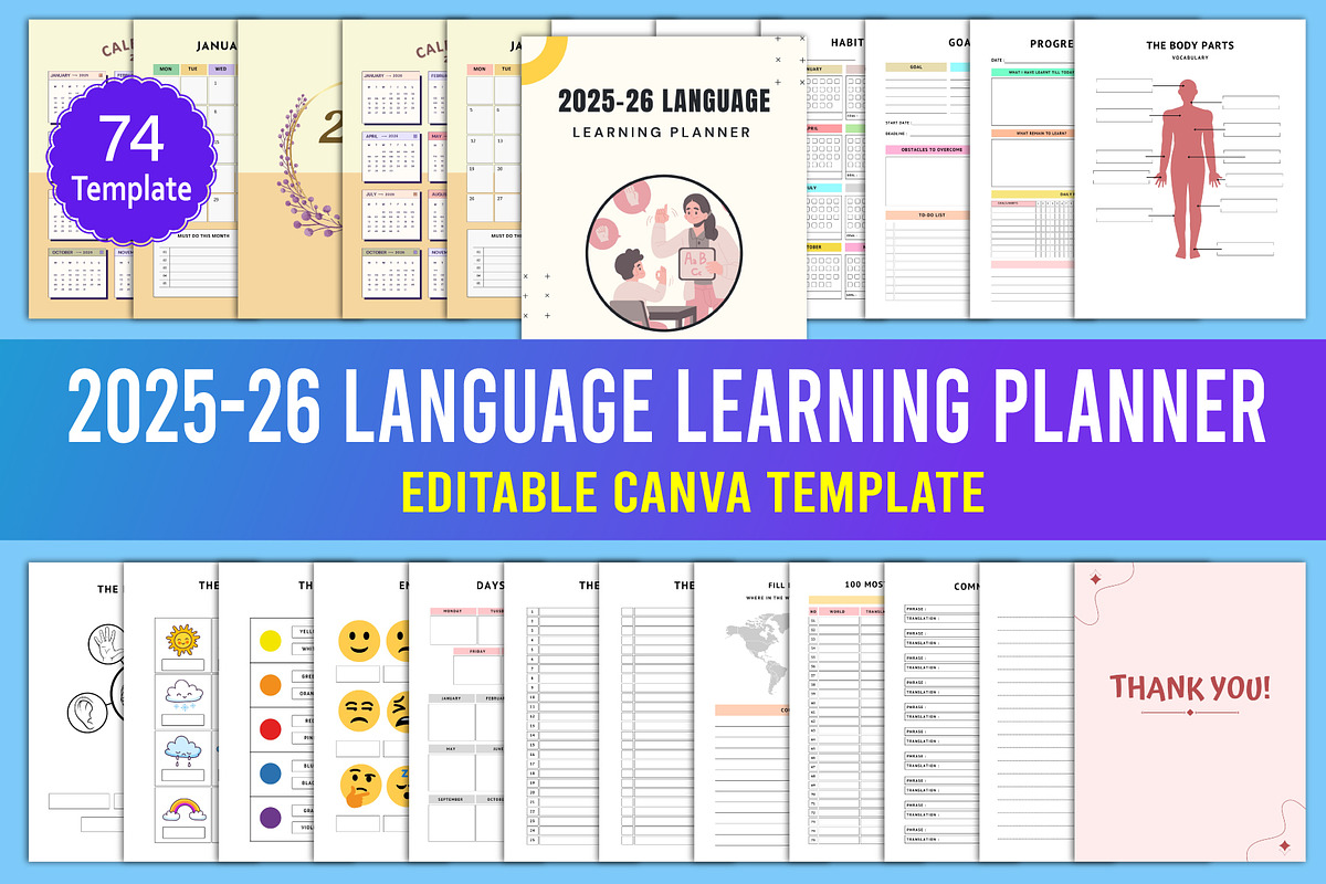2025-26 Language Learning Planner, a Stationery Template by Designmela01 (Photo 1 of 6)