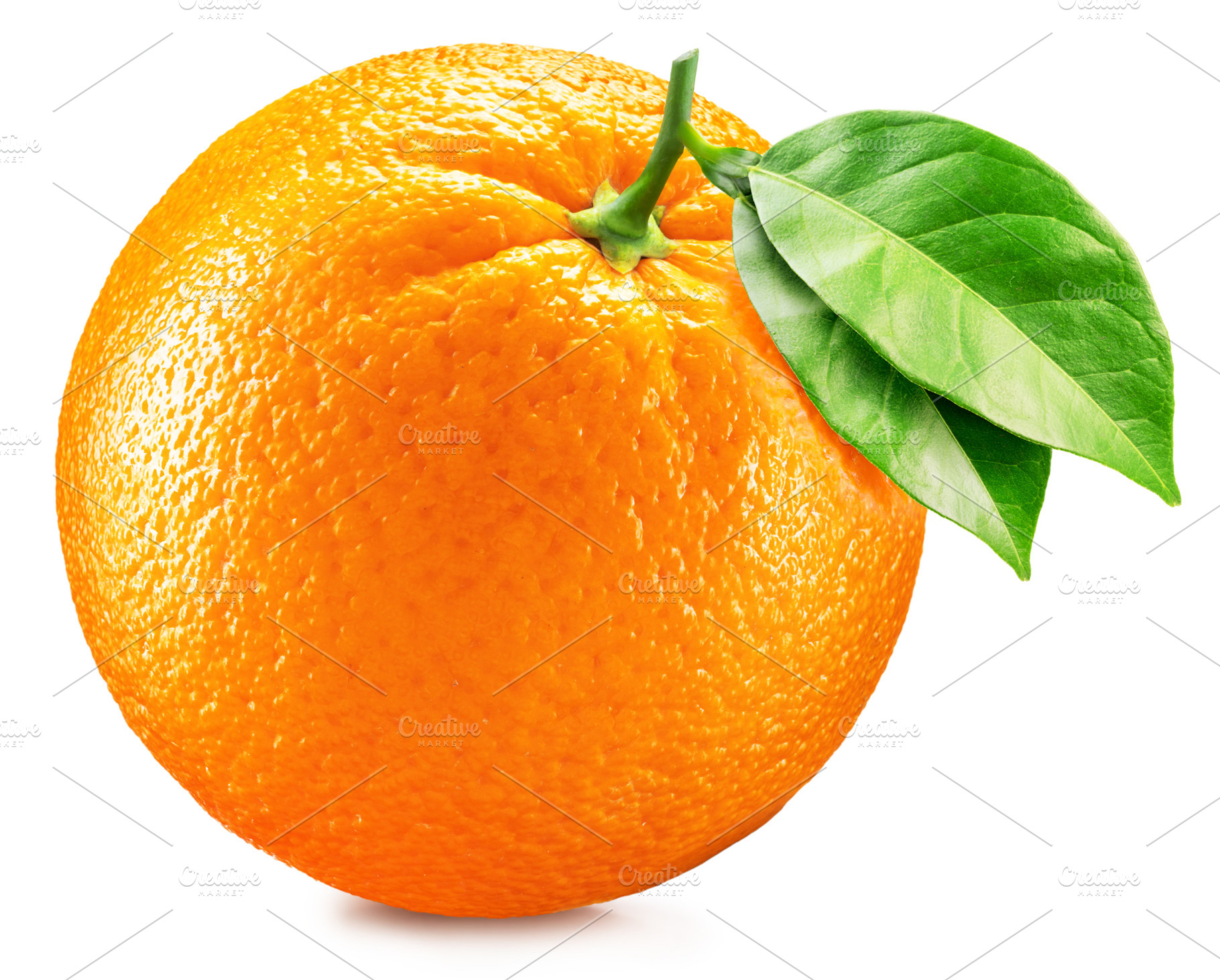 Orange fruit with leaves isolated on a white background. Clippin, a Food & Drink Photo by Volff