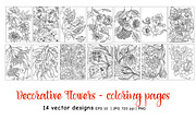 Decorative Flowers - coloring pages, a Decorative Illustration by Elen-Lane (Thumbnail 2 of 5)