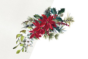 Watercolor Poinsettia Christmas Clip