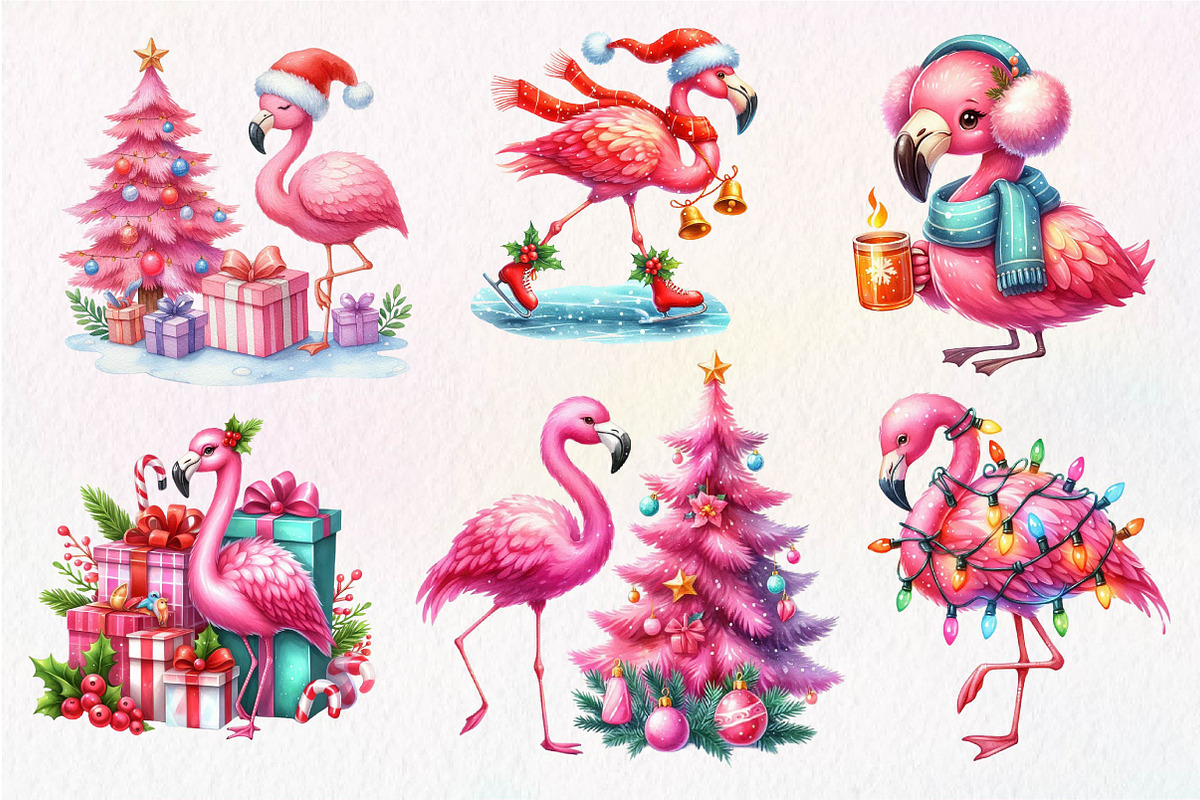 Christmas Flamingo Sublimation, an Illustration by Dream Creation (Photo 3 of 5)