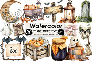 Soft Rustic Halloween Clipart, an Illustration by Black Bird Studio