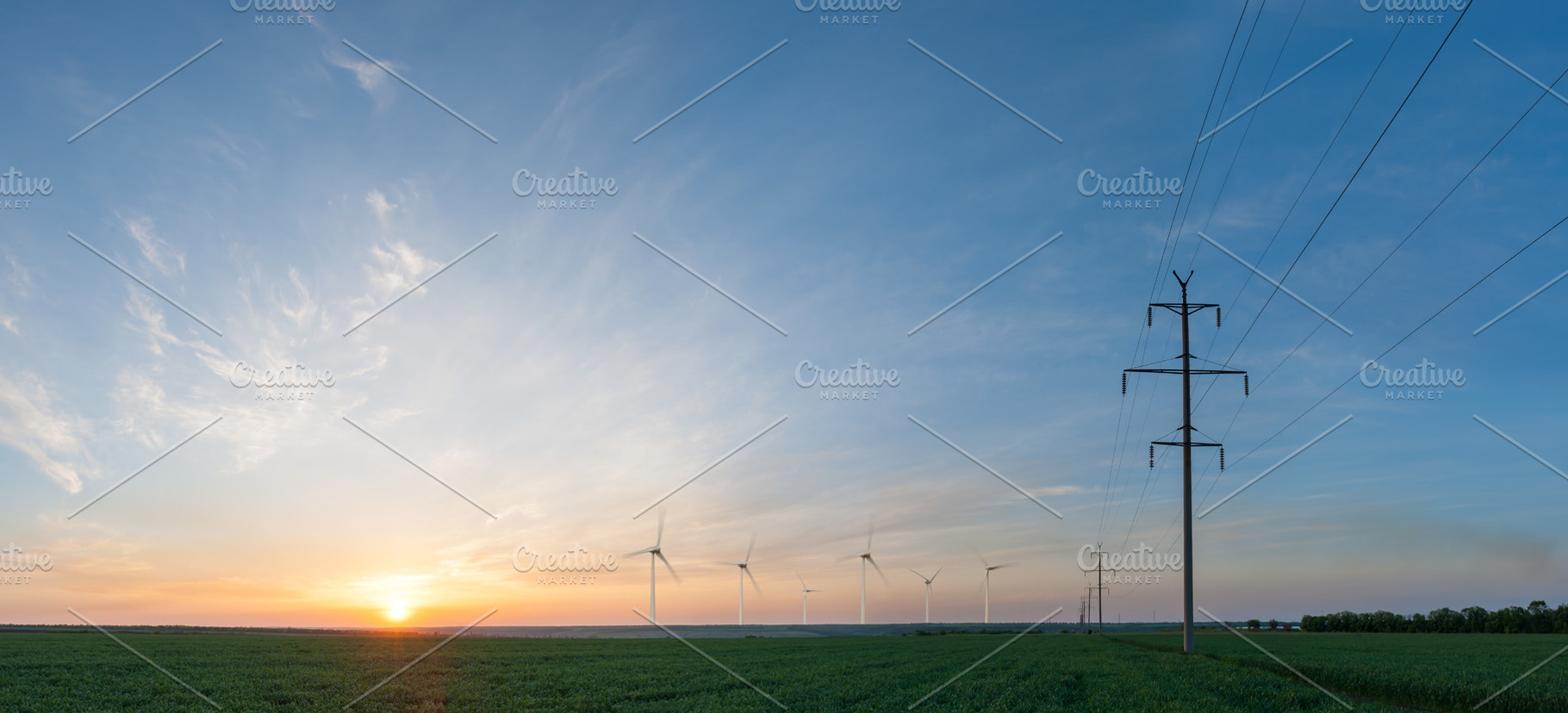 Industrial landscape with wind turbi stock photo containing renewable and, an Industrial Photo by firewings