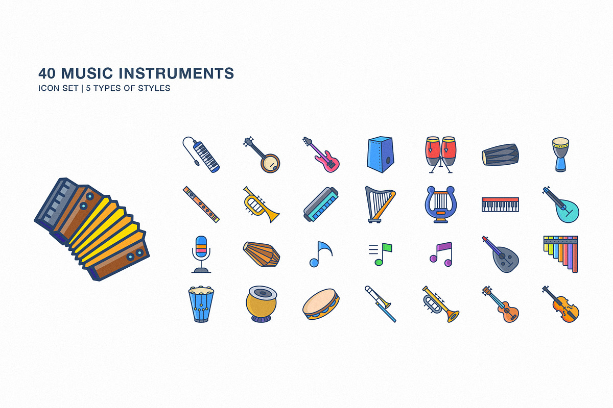 Music Instruments icon set, an Icon by Icongeek26 (Photo 1 of 6)
