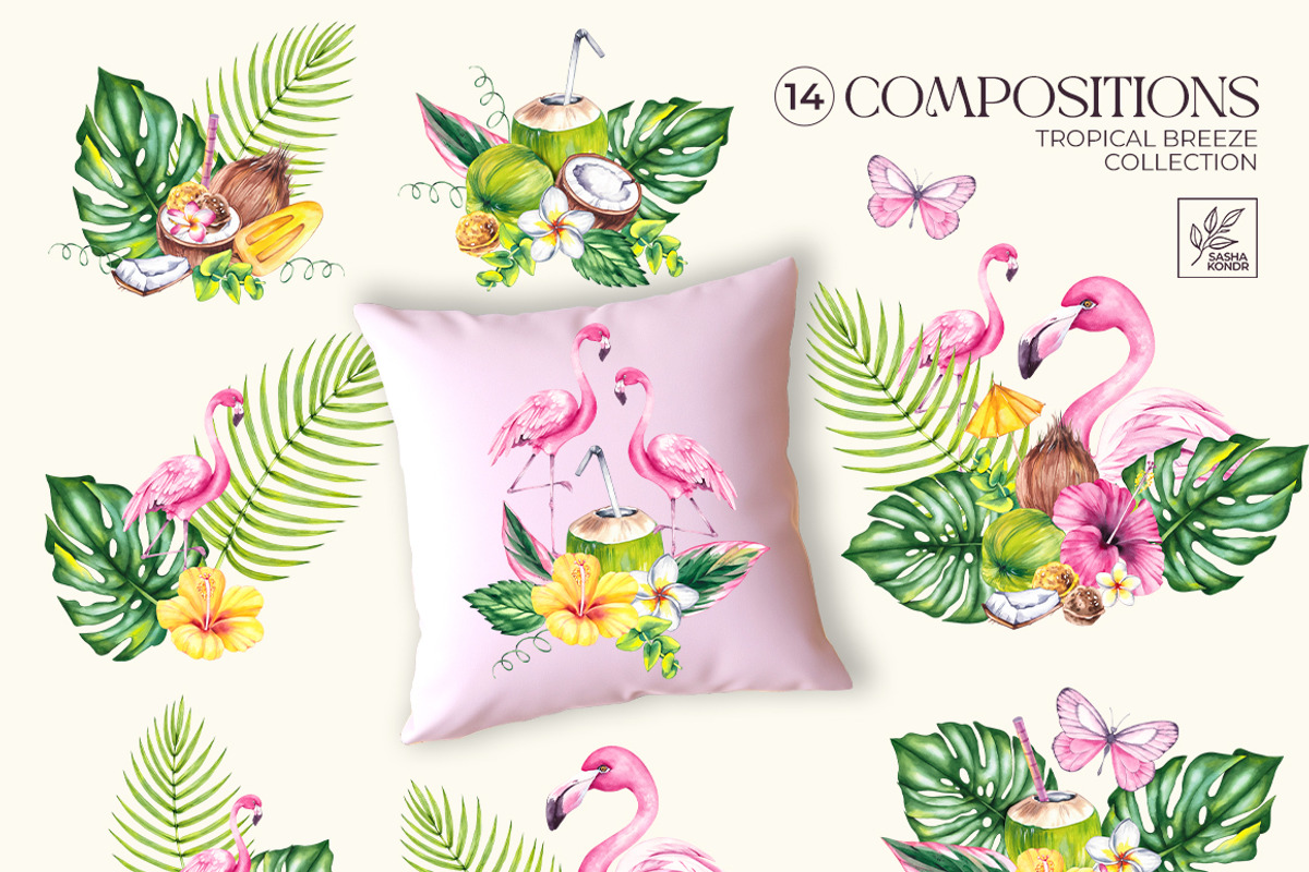 Tropical Breeze Clipart & Patterns, a Seasonal Illustration by SashaKondr (Photo 10 of 13)