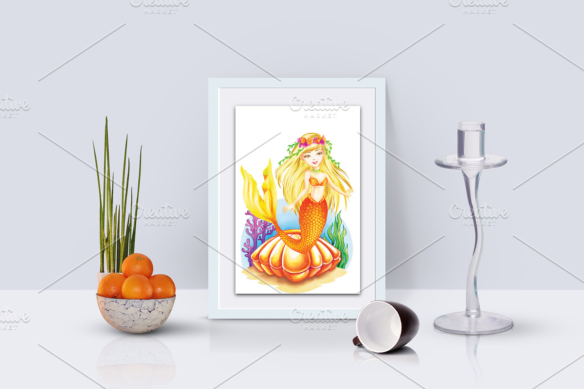 Colorful Mermaids Clipart Images, an Illustration by Whimseez (Photo 3 of 5)