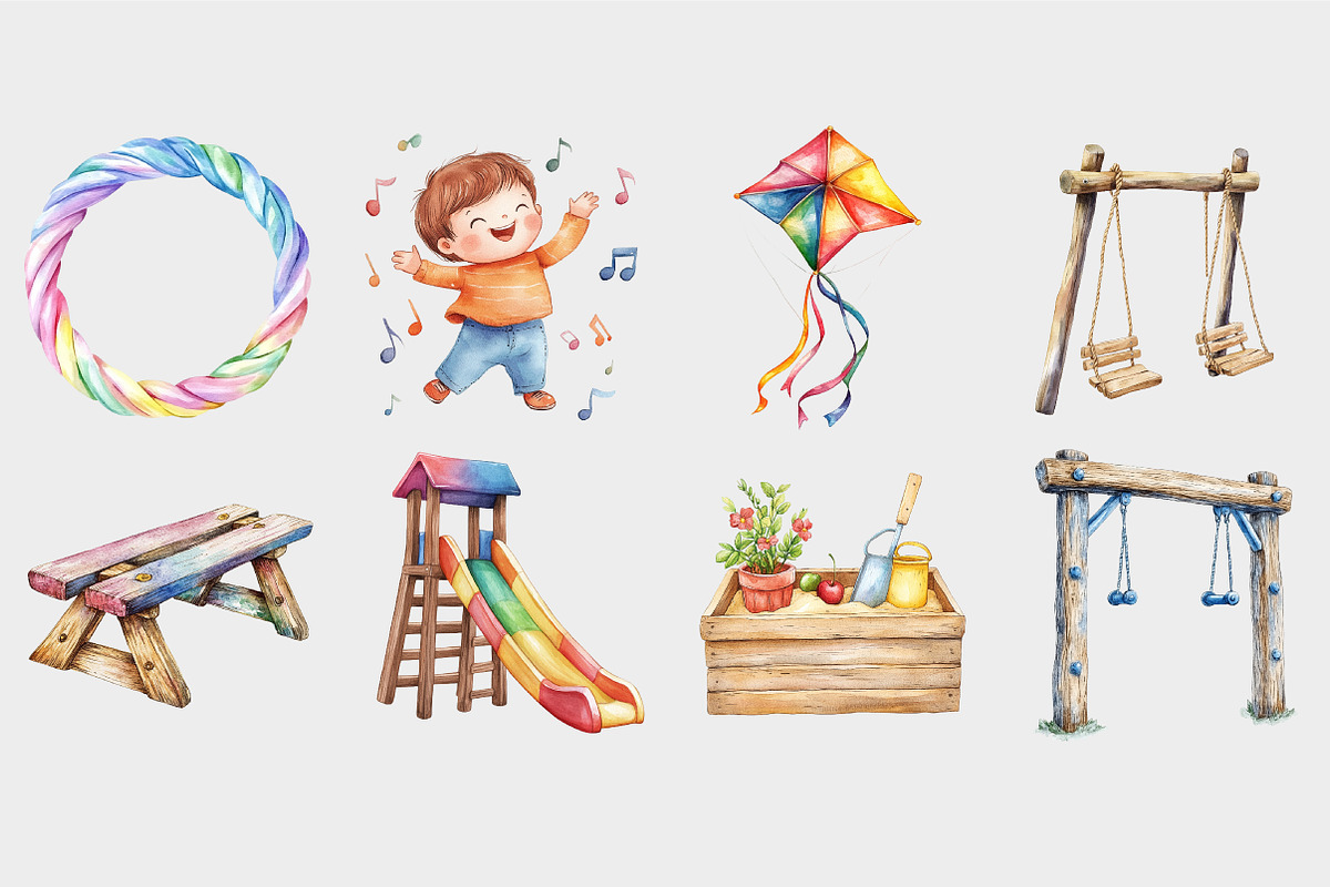 Watercolor Children’s Playground, a Seasonal Illustration by Design Market (Photo 5 of 5)