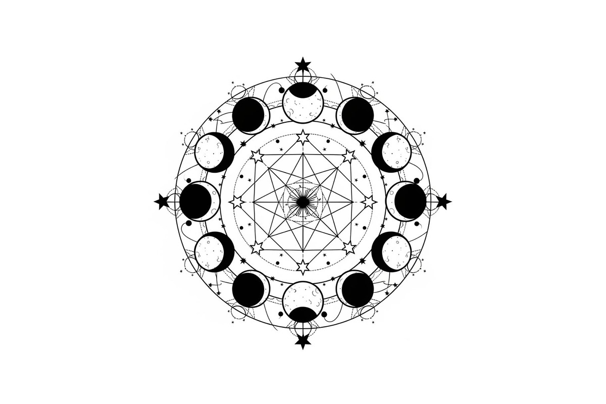 Moon Phase Mandala SVG Bundle, an Illustration by yasushie (Photo 31 of 31)