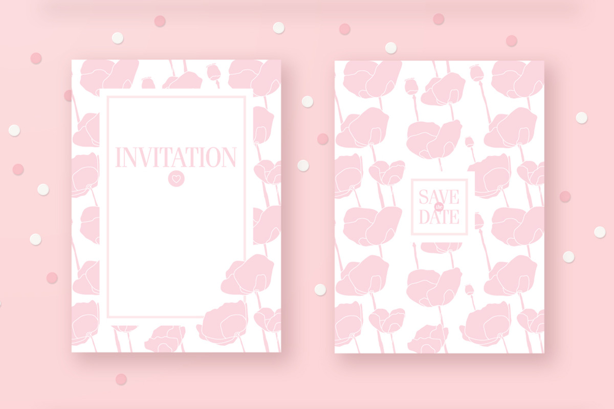 Pink Poppies Wedding Invitation Set, an Invitation Template by moibalkon (Photo 2 of 5)