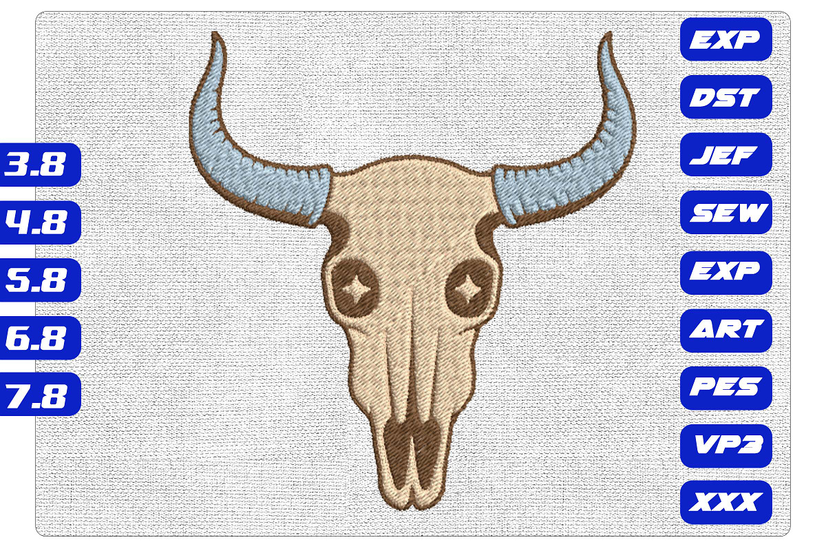 Boho Bull Skull Machine Embroidery, a Decorative Illustration by Purpose Ekbal (Photo 1 of 3)