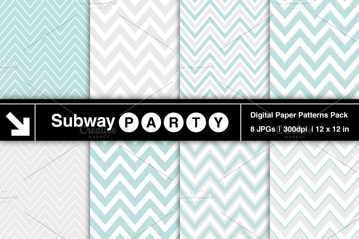 Aqua Blue & Gray Chevron Papers