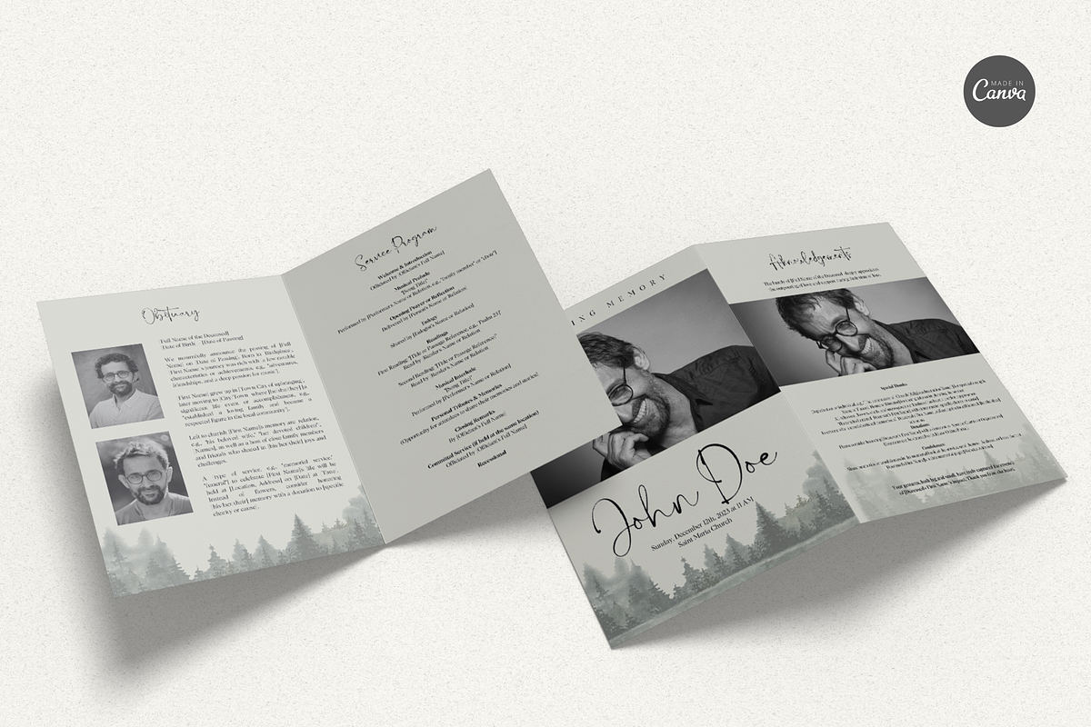 Funeral Program Template Set I Canva, an Invitation Template by The Social Stuff (Photo 3 of 10)