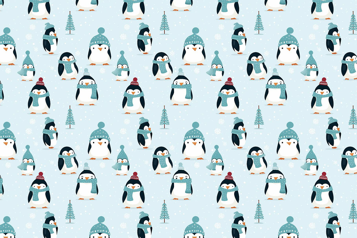 Cute penguin seamless pattern, a Pattern Graphic by AlexandraTret (Photo 2 of 3)