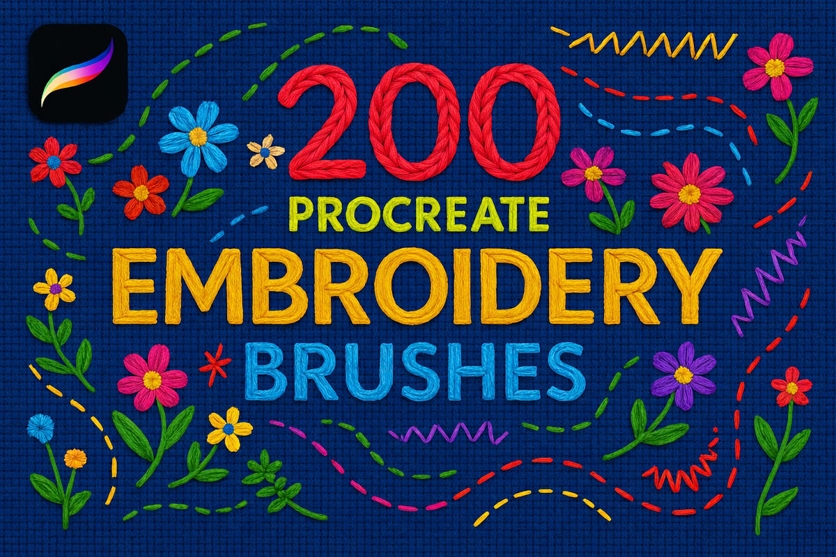 Procreate Embroidery,Stitch Brushes, a Brushes & More by HopeArtIllustration (Photo 1 of 6)