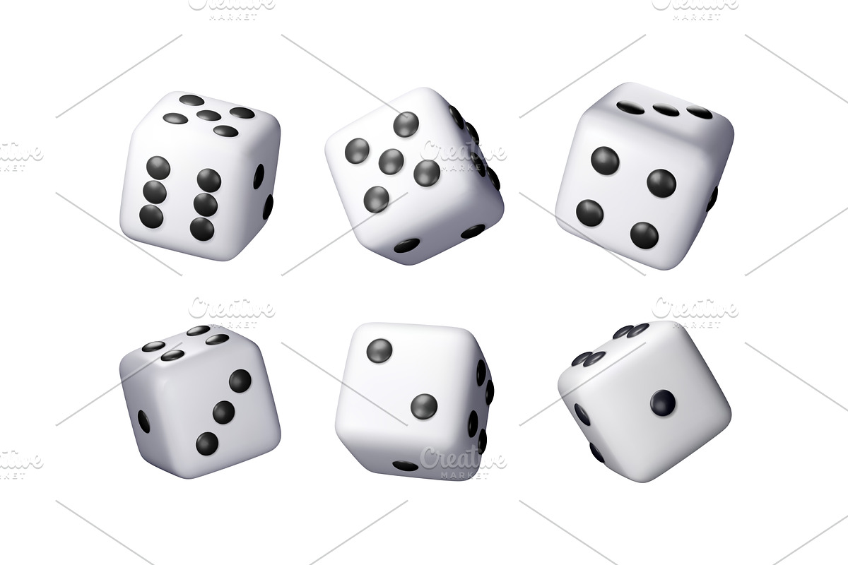 3D set of dice white playing cube, an Object Illustration by Abscent