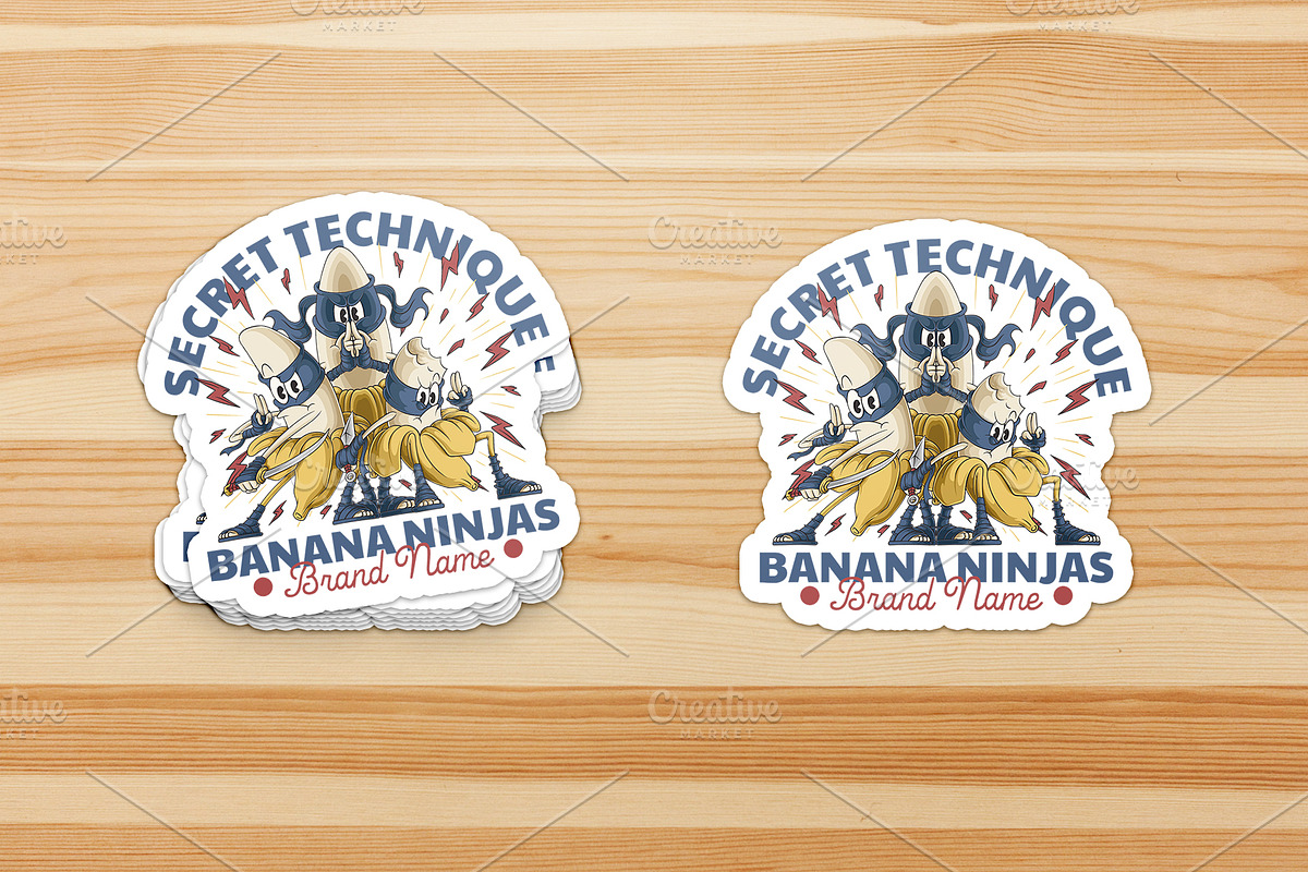 Retro Banana Ninjas Mascot, a Branding & Logo Template by Judsart (Photo 3 of 3)
