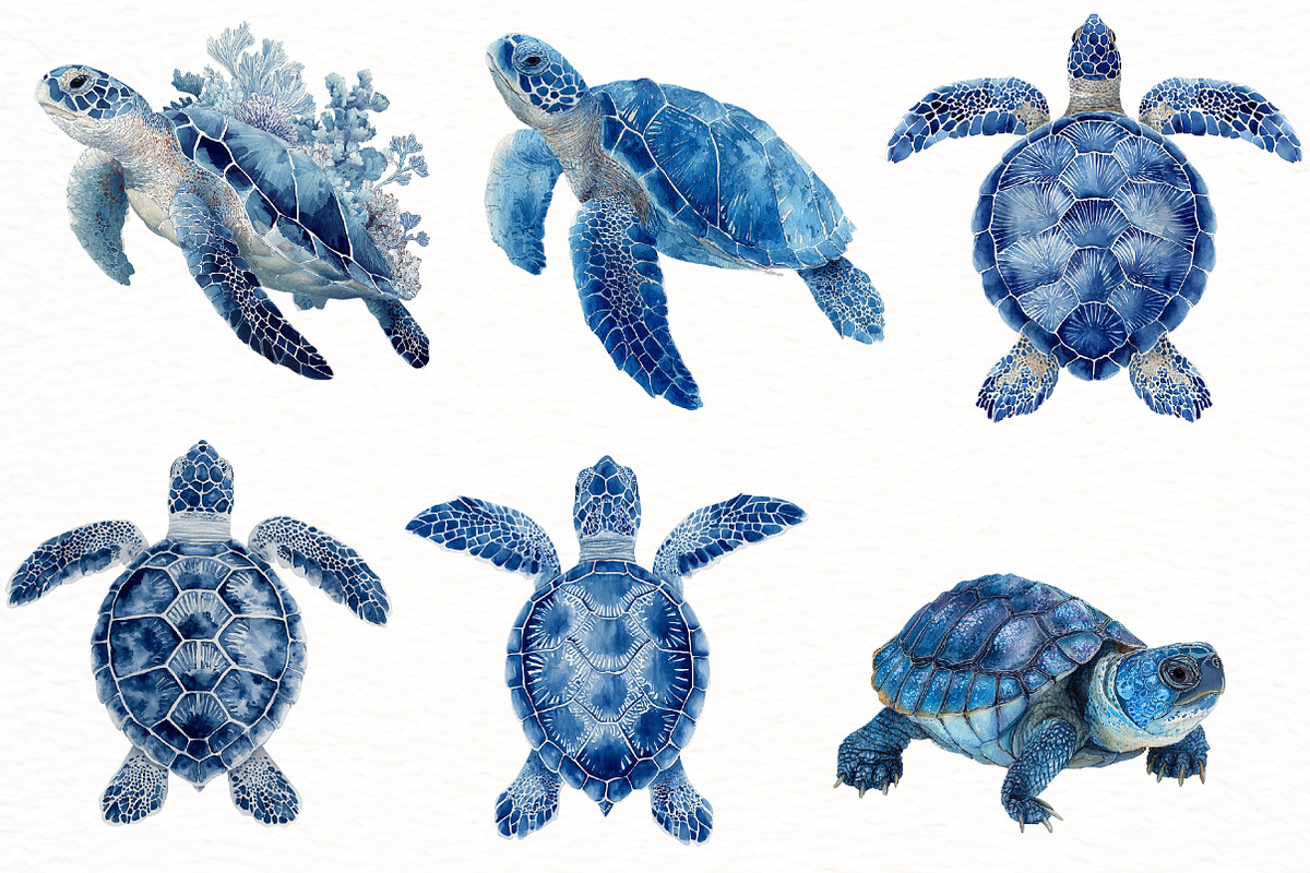 watercolor sea turtle clipart, an Illustration by Designworld (Photo 2 of 8)
