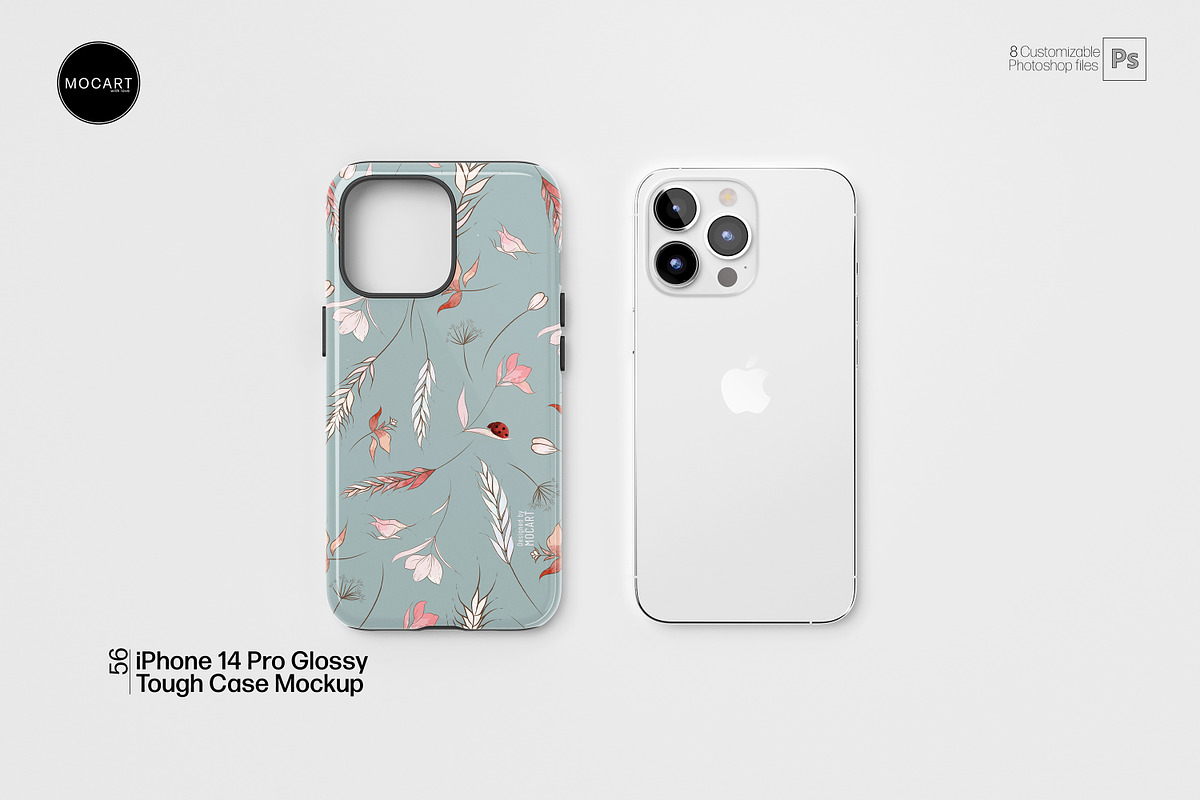 iPhone 14 Pro Glossy Case Mockup Set, an iPhone Mockup by Mocart (Photo 4 of 11)