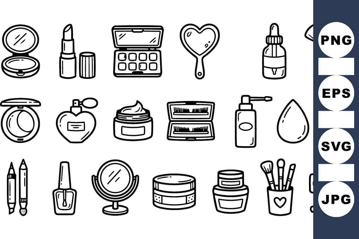 Hand Drawn Makeup Clipart Set, an Illustration by designvectx (Photo 1 of 3)