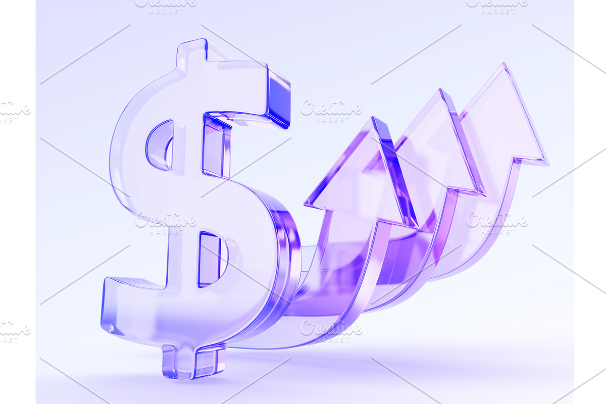Hologram glass 3d dollar sign with, a Finance Illustration by Marozhkastudio