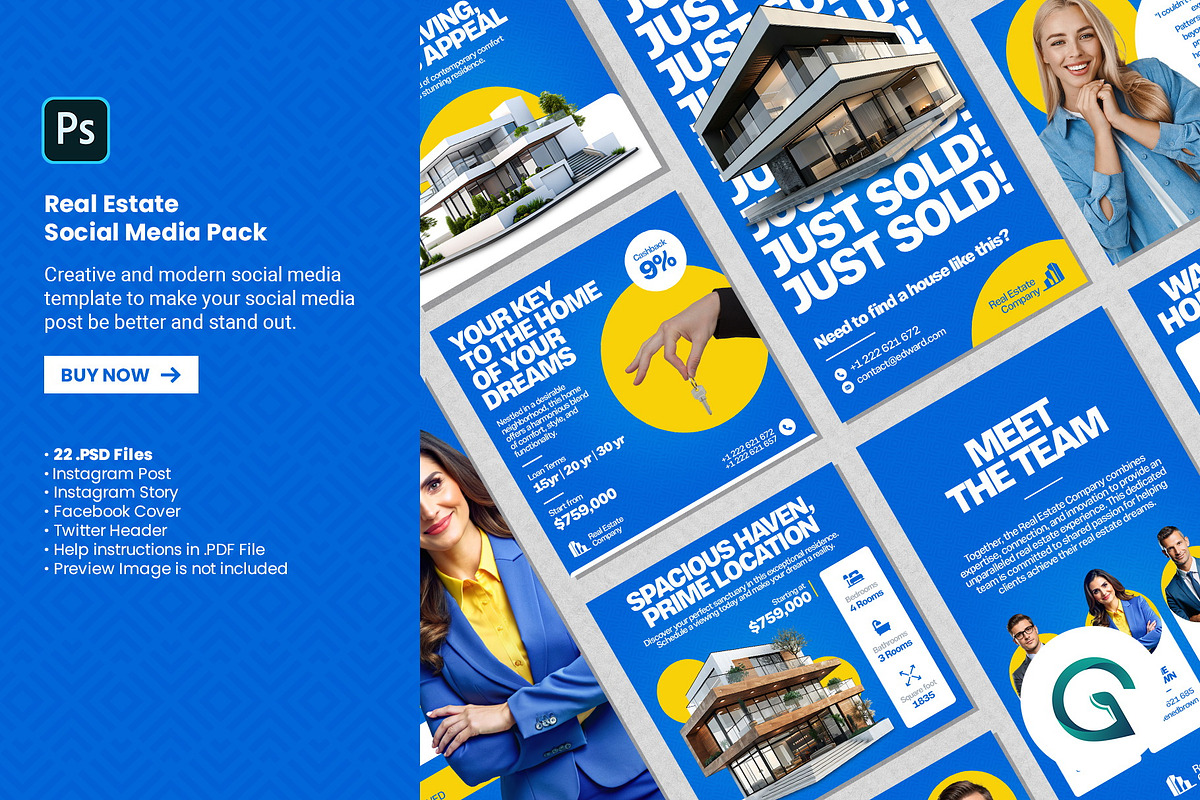 Real Estate Social Media Pack Templa, a Social Media Template by Geelator Studio (Photo 1 of 5)