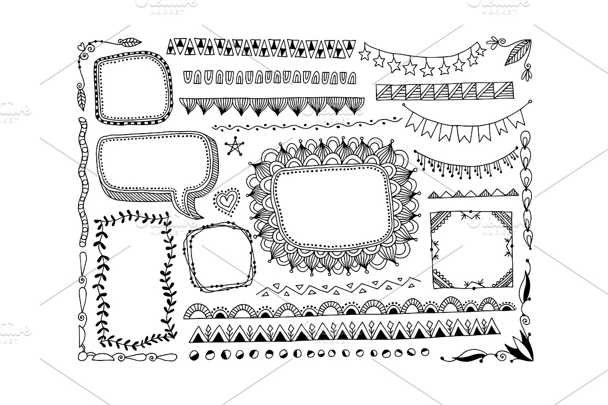800+ DOODLE ELEMENTS SET, a Templates & Theme by karakotsya (Photo 12 of 24)