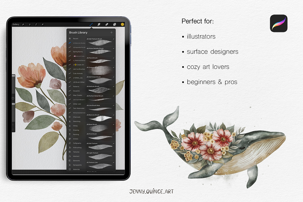 Procreate Brushes-Watercolor brushes, a Brush Add-On by Jenny Quince (Photo 9 of 12)