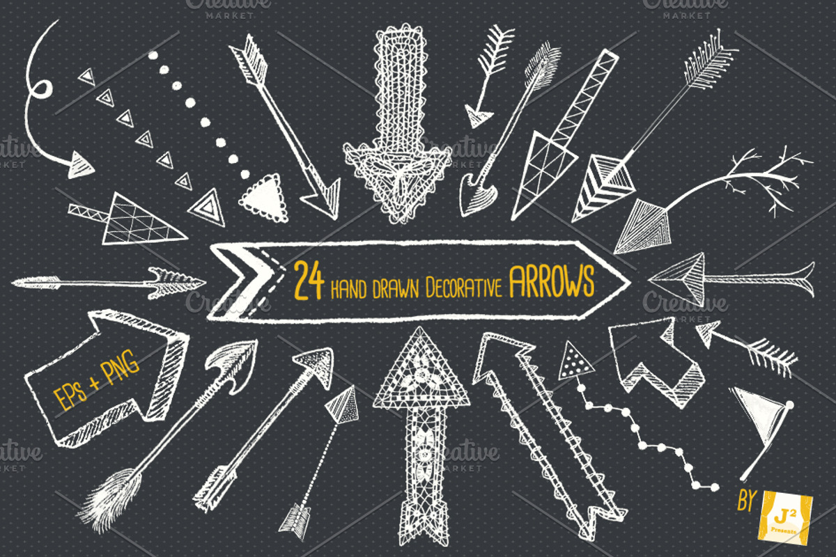 Chalkboard Arrow Clip Art EPS + PNG