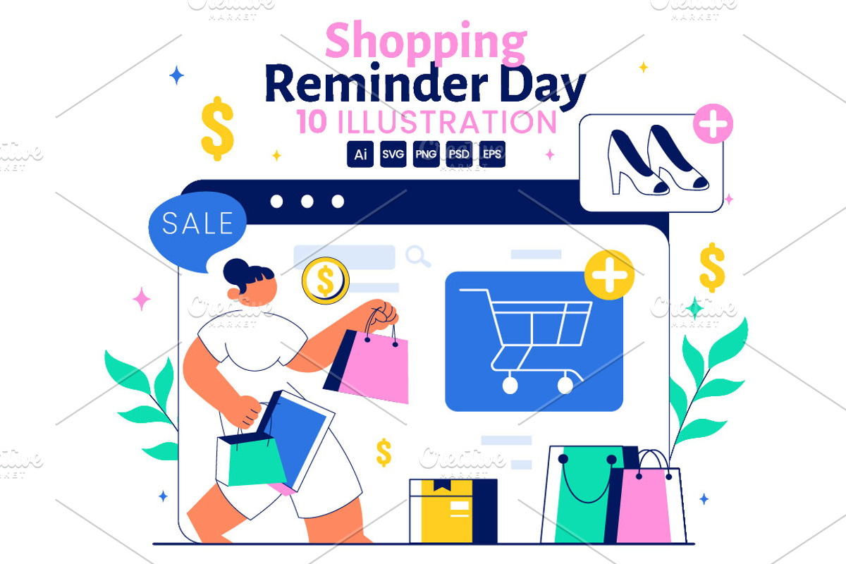 10 Shopping Reminder Day Vector, a Finance Illustration by denayunebgt (Photo 1 of 4)