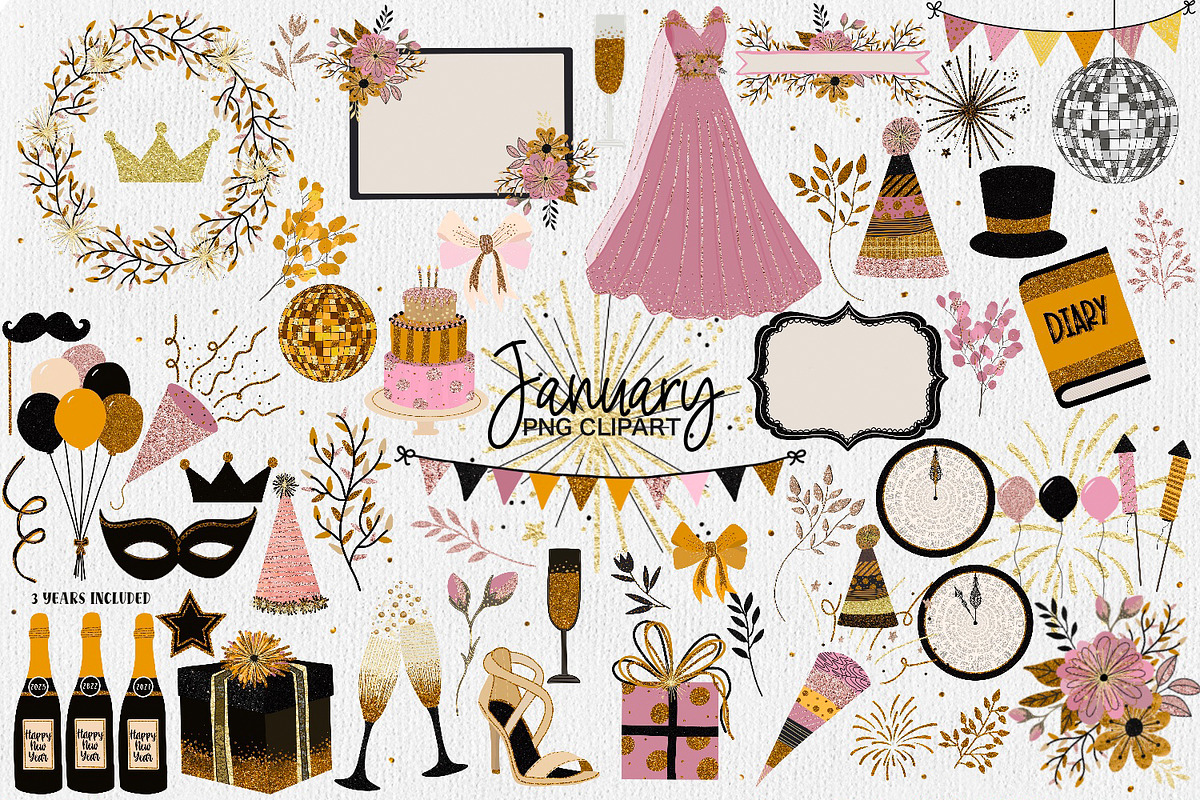 January clipart | New Years Eve, an Illustration by illuztrate (Photo 1 of 2)