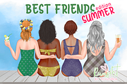 Best friends clipart. Summer besties, a Person Illustration by RivusArt (Thumbnail 1 of 11)