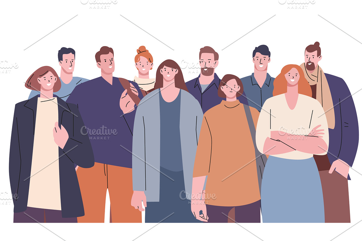 Casual modern people group. Young, a Person Illustration by Valerie Bodnar