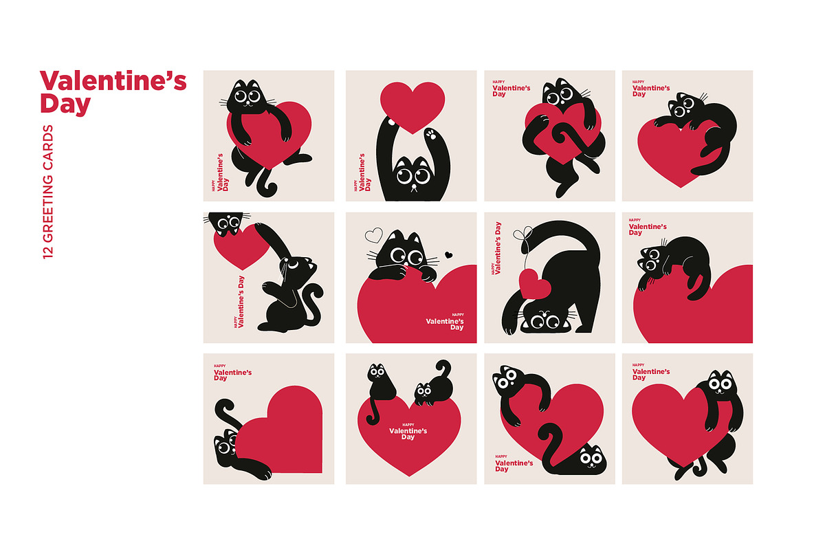 Cute Valentine’s Day Cards, a Seasonal Illustration by PureSolution (Photo 1 of 4)