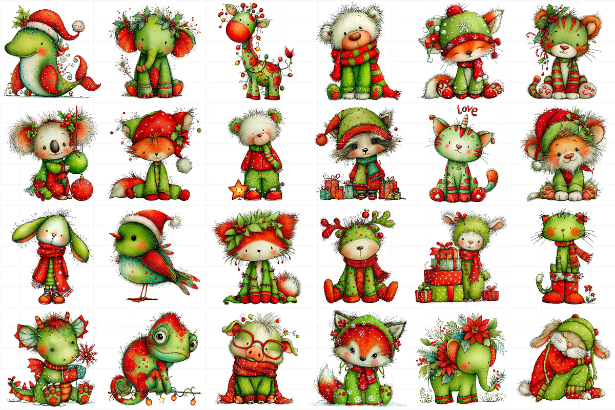 Whimsical Christmas Animals Clipart, an Illustration by Daily.Designs (Photo 5 of 5)