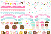 Yummy Donut Clipart+Pattern set, an Illustration by Mia's Graphic Design (Thumbnail 5 of 9)