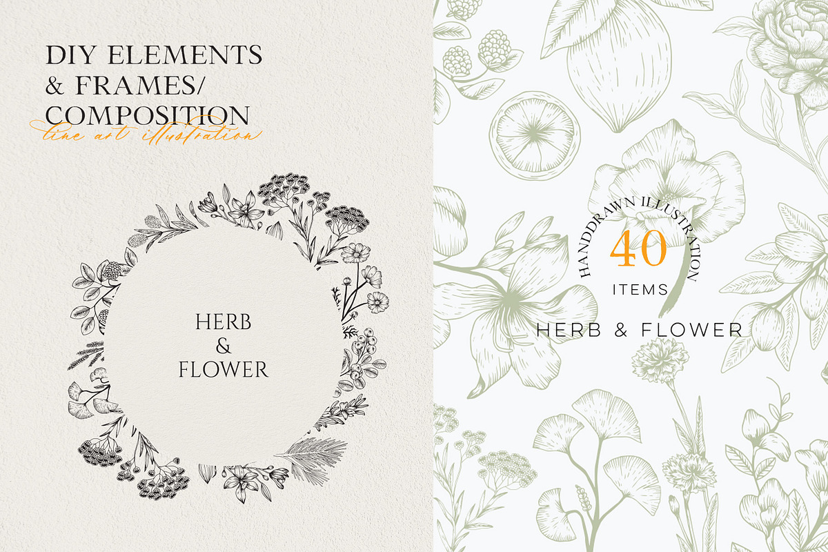 Herb & Flower Line Art in Vector, an Illustration by Manimanisa (Photo 3 of 8)