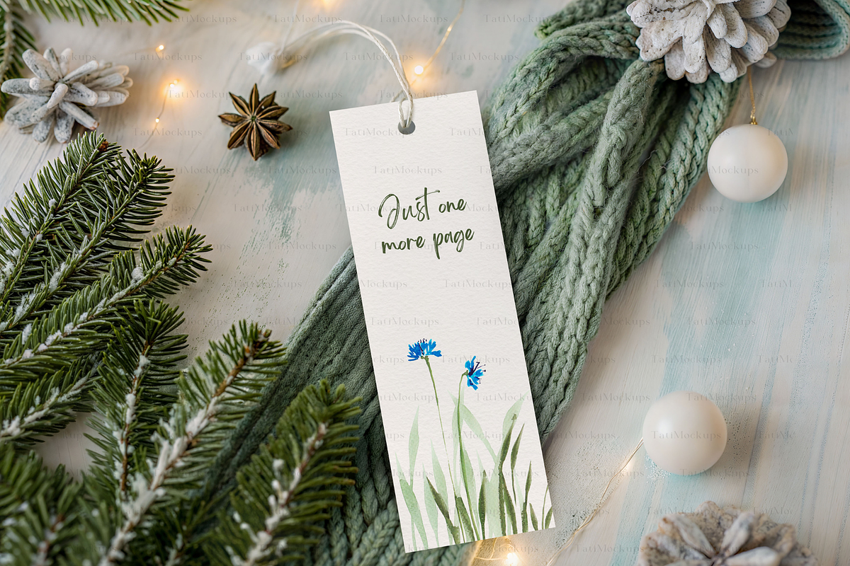 Cozy Christmas Bookmark Mockup, a Product Mockup by TatiMockup (Photo 4 of 4)