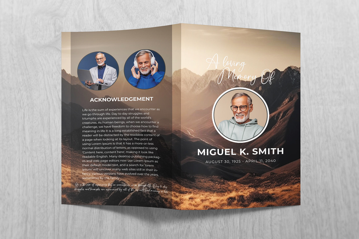 Reddish Mountain Funeral Program, a Brochure Template by Madhabi Studio (Photo 5 of 6)