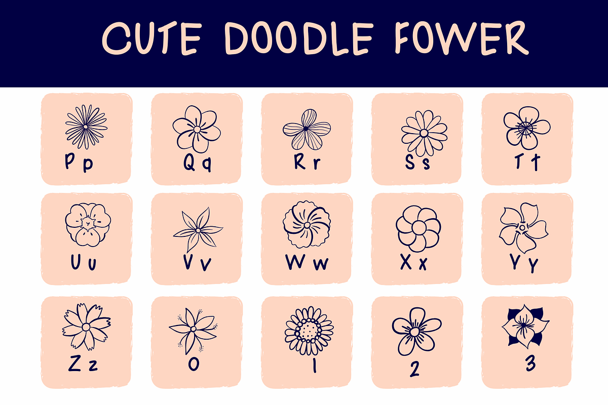 Cute Flower Doodle, a Symbol Font by Sirinart (Photo 3 of 9)