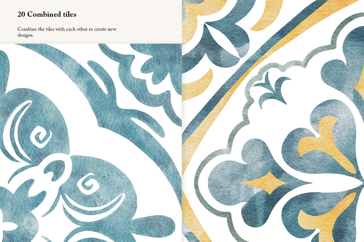 Azulejos watercolor tiles & Patterns, a Pattern Graphic by Jenny Quince (Photo 9 of 12)