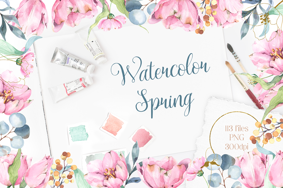Watercolor Spring floral collection, an Object Illustration by Tatiana Troian (Photo 1 of 7)