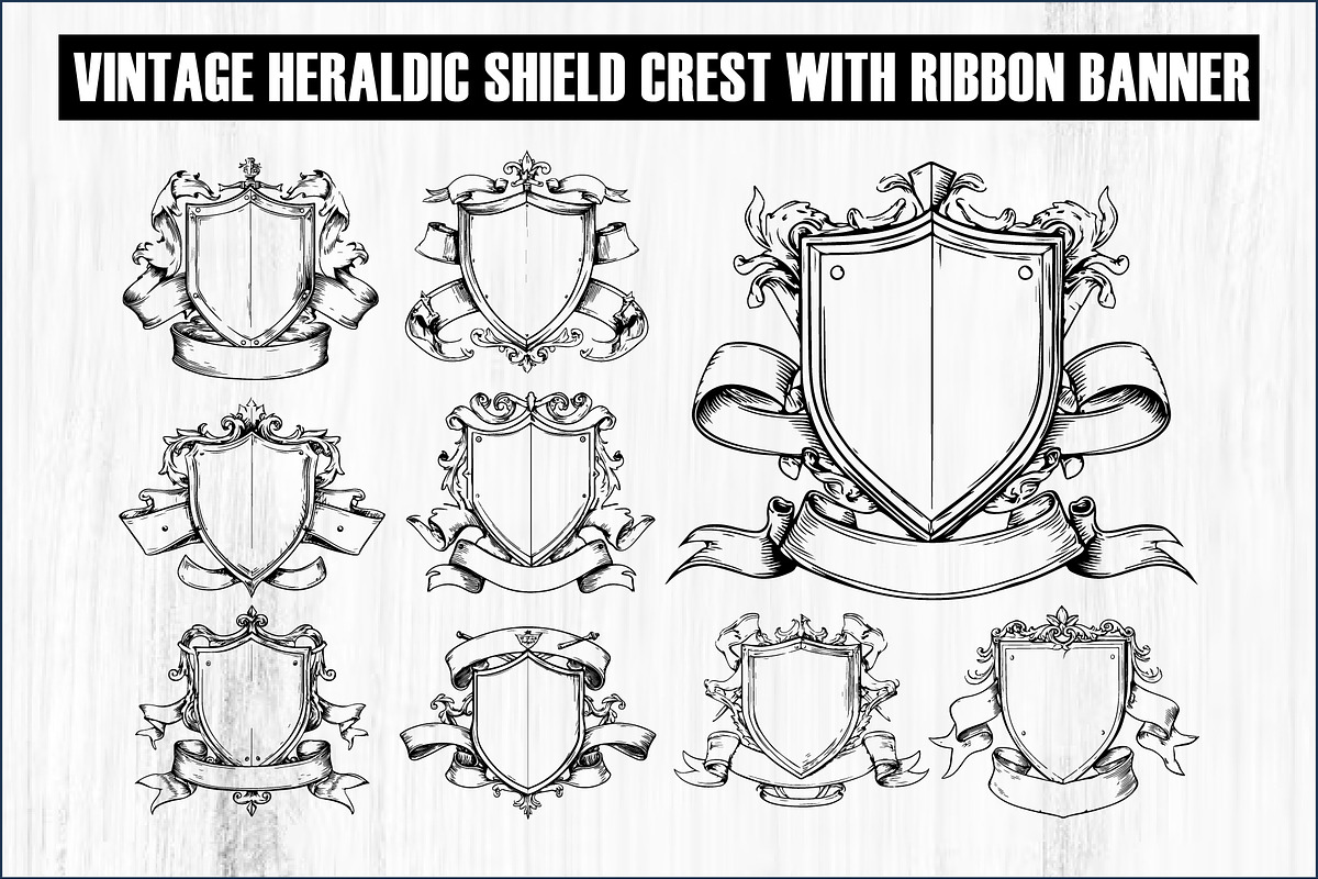 Hand-Drawn Heraldic Shield Vector, an Object Graphic by Creativeshirt (Photo 1 of 10)