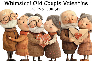 Whimsical Old Couple Valentine Day, an Illustration by CraftArtStudio