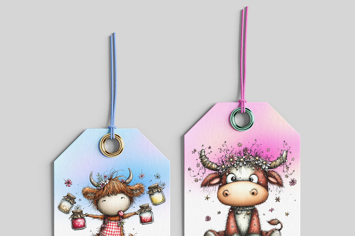 Highland Cow Birthday Animal Clipart, a Graphic by one-touch (Photo 3 of 17)