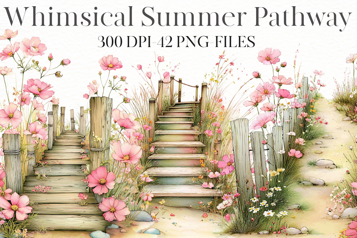 whimsical summer pathway Clipart, an Illustration by Designworld (Photo 1 of 8)