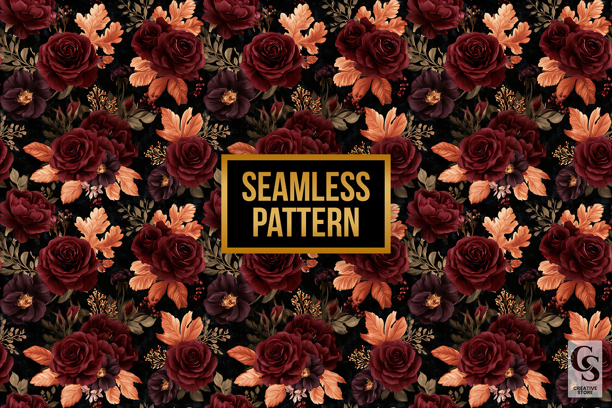 Gothic Fall Floral Seamless Pattern, a Pattern Graphic by Creative Store (Photo 4 of 5)