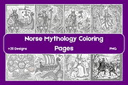 Norse Myth Coloring Pages, a Decorative Illustration by BerryPieArt (Thumbnail 1 of 3)